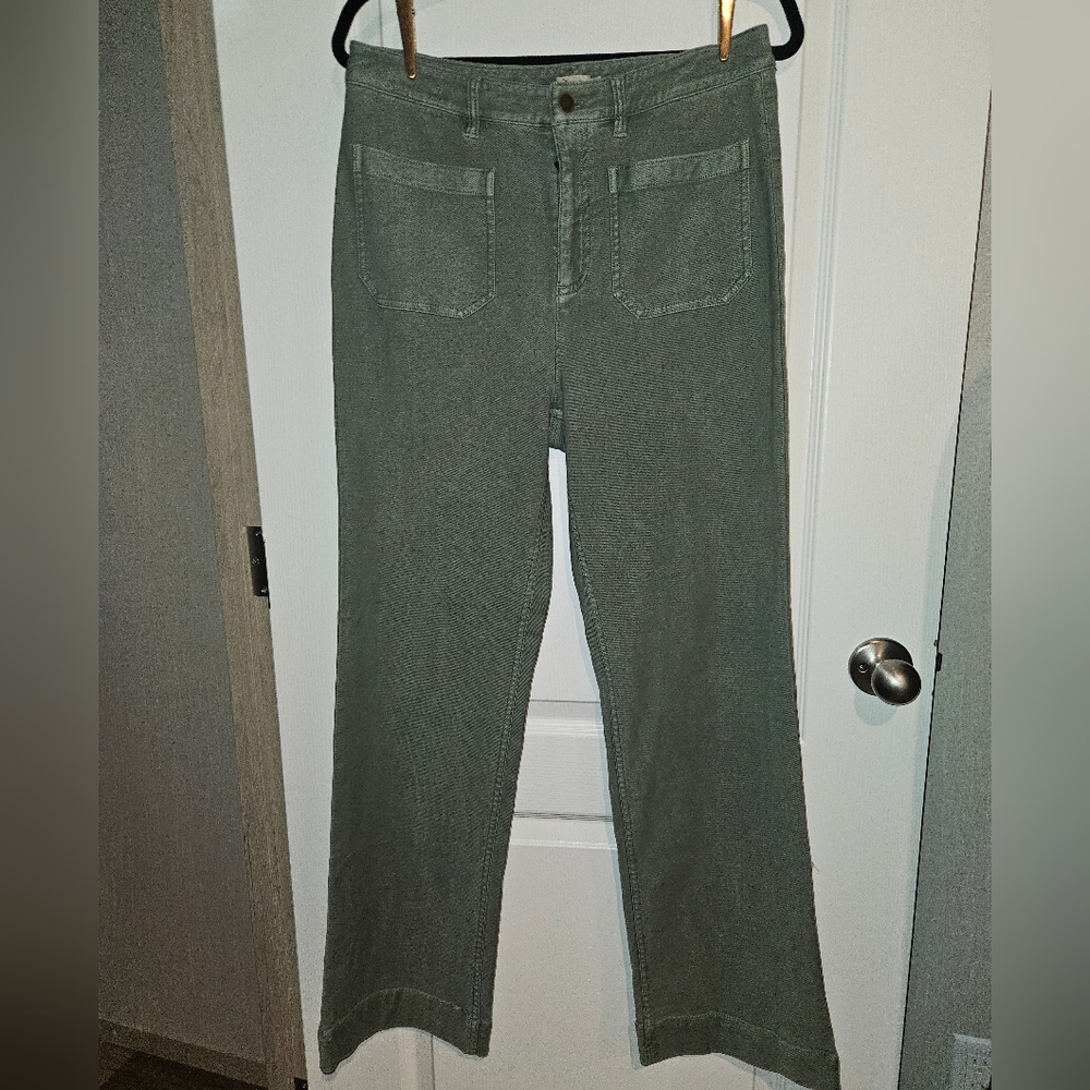Faherty Olive Green Flare & Wide Leg Jeans